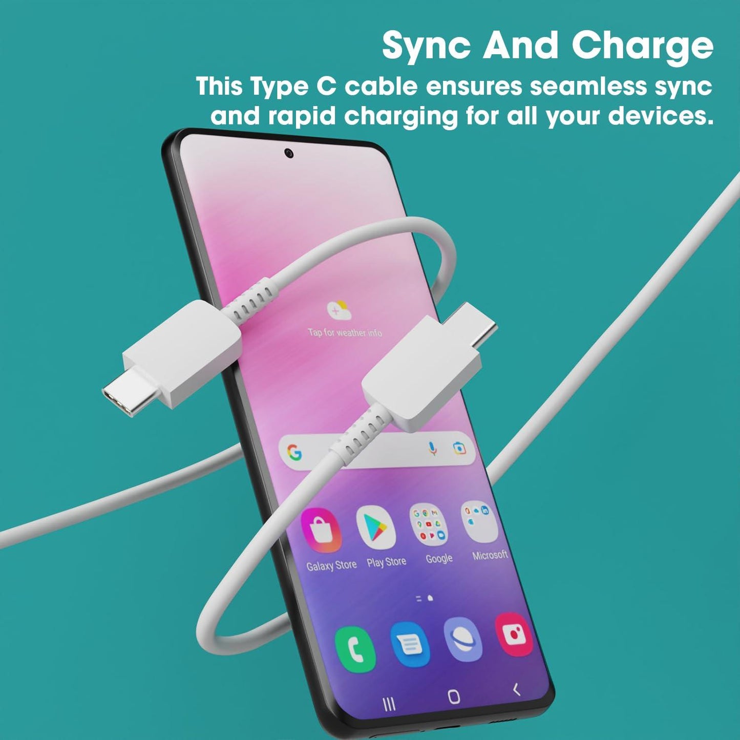 TWS C type adapter and Cable, 20W, Fast Charging White