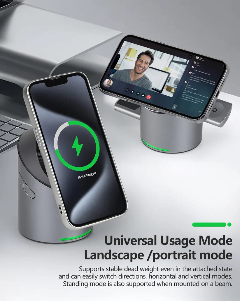 3 in 1 Auto Rotation Wireless Charging Station, Mag-Safe Wireless Charging Stand, Qi2 15W