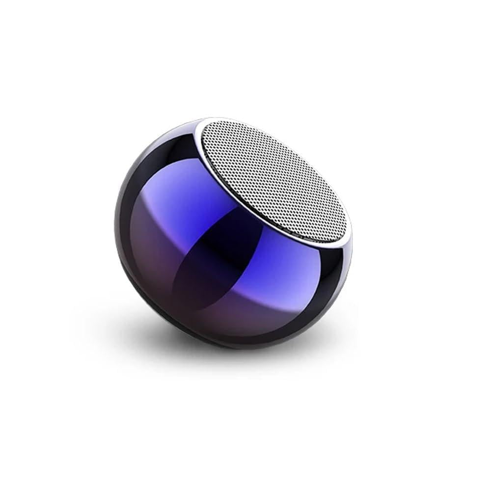 TWS Bluetooth Speaker with Heavy Metal Electroplating Round Speaker | Wireless Power Button Controlled, 2 Hours Running Battery Pack of 1 (Multicolor)