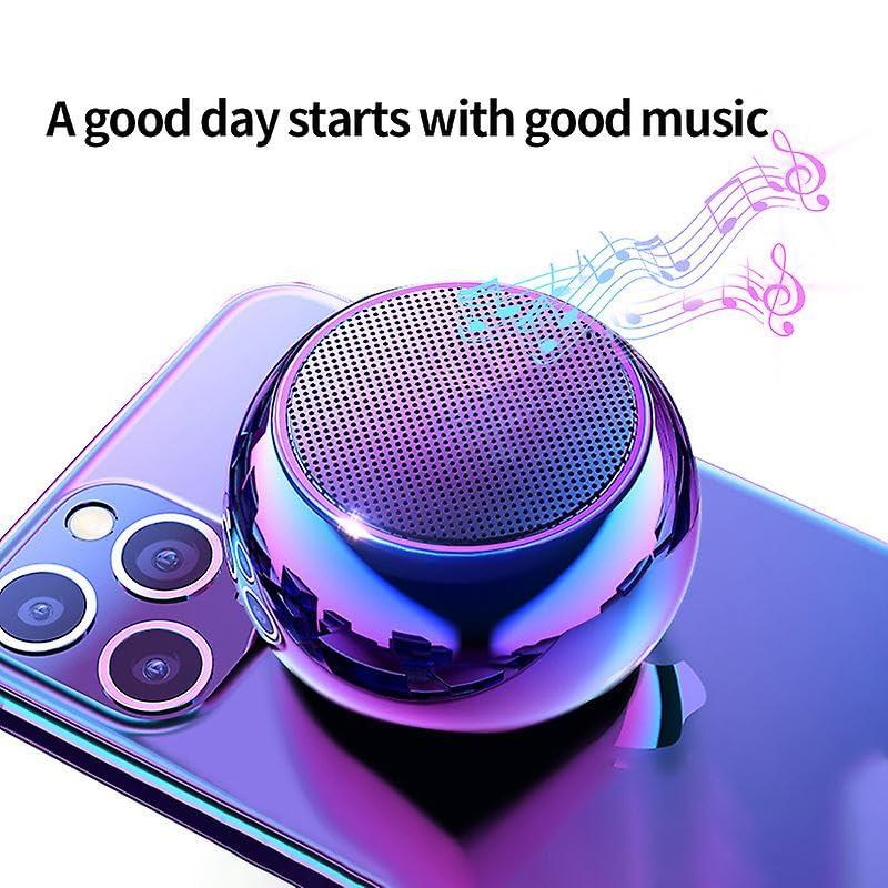 TWS Bluetooth Speaker 4D Mini Electroplating Round Steel Speaker - Multicolor - Pack of 1
